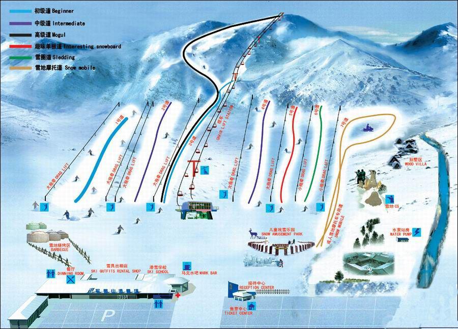 军都山滑雪场雪道示意图