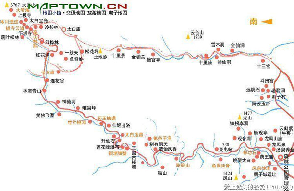 宝鸡太白山森林公园导游图