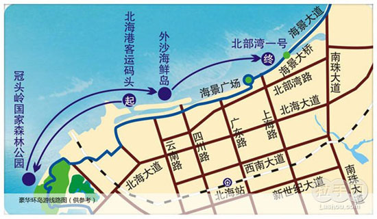 北海海上观光游游览线路